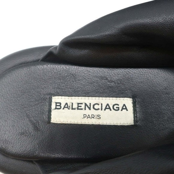 Balenciaga Puffy Knot Slide Sandals Black Leather Size 38.5 - Picture 8 of 10